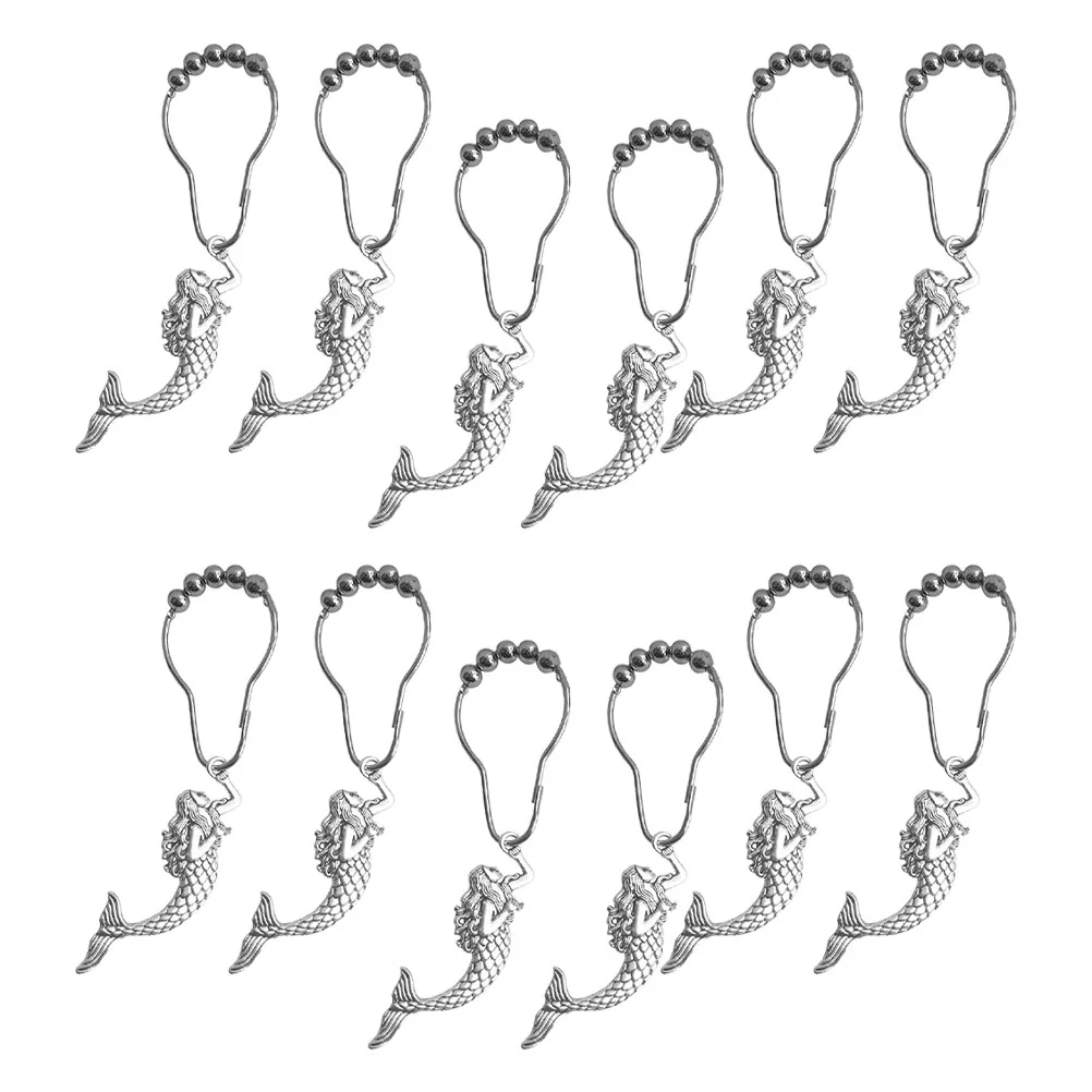 

12Pcs Curtain Hooks Mermaids Hooks Curtain Hanging Hooks Rolling Bead Hooks for Home Decor Hotel Bathroom