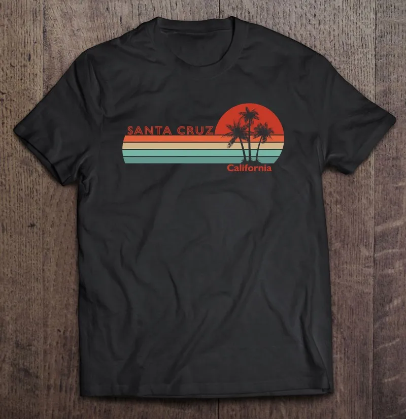 

Винтажный пуловер Santa Cruz California в стиле ретро С закатом, Мужская футболка, футболки, мужские футболки, мужские футболки
