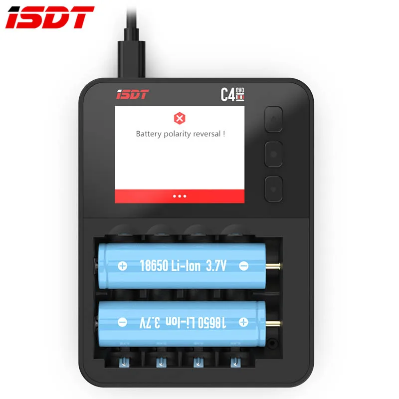 Фото Зарядное устройство ISDT C4 EVO Smart с выходом Type-C QC3.0 для литий-ионных батарей AA и AAA, с IPS-дисплеем и функцией защиты от возгорания. №5