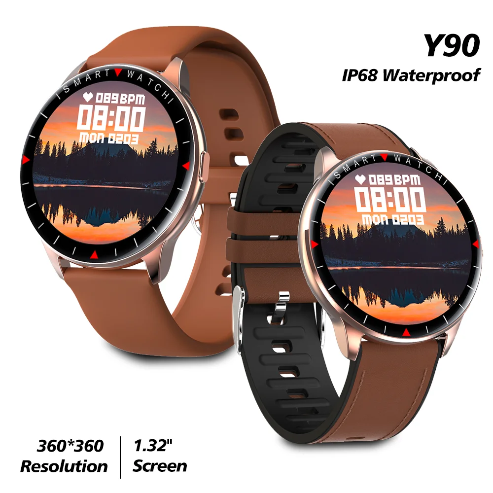 

Умные часы Y90 для мужчин и женщин, сенсорные водонепроницаемые Смарт-часы для плавания, спорта, фитнеса, измерения кровяного давления, для Android и Ios телефонов