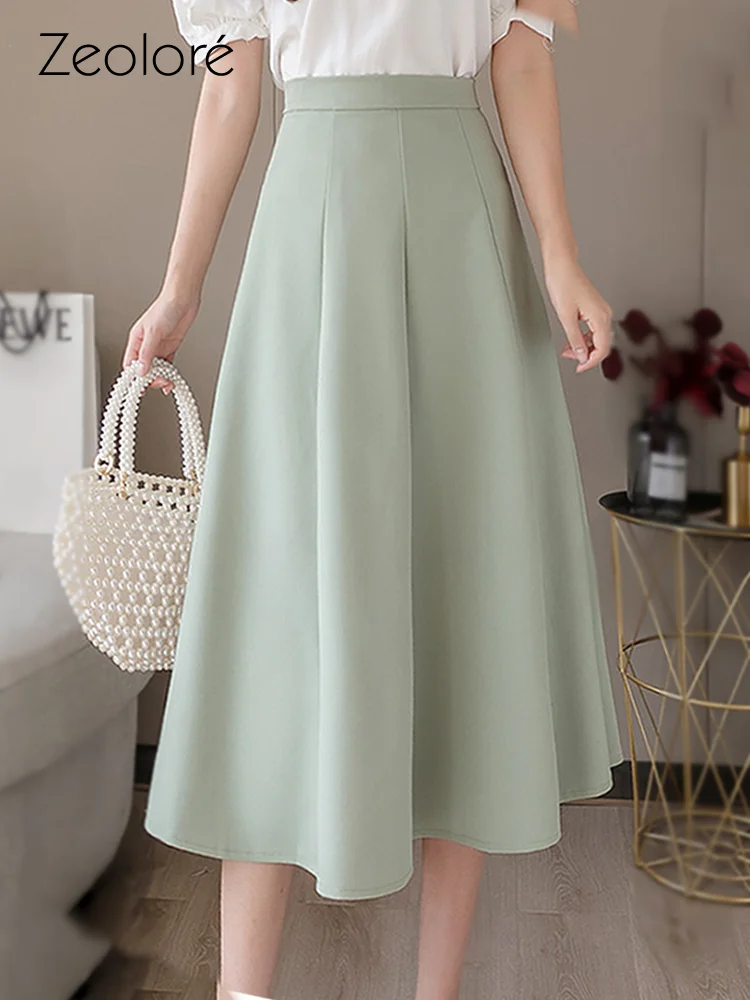 

Zeolore High Waist Slim Skirt Women's Spring Summer New 2022 Midi Skirt Retro A-line Umbrella Large Swing Skirt QT1639