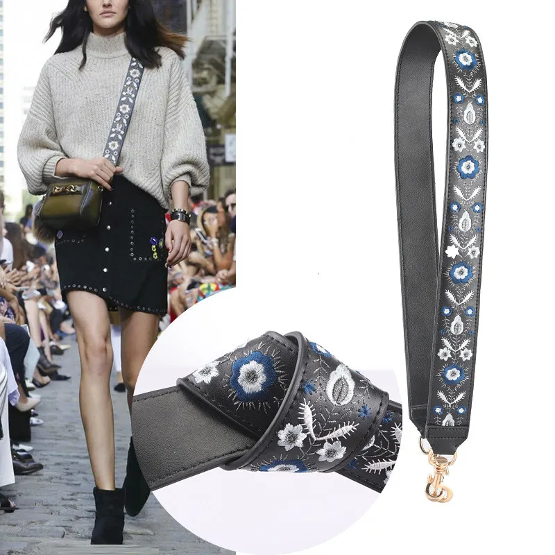 

Women's Bag Accessories Leather Embroidered Straps Wide Shoulder Straps One Shoulder Crossbody 110cm Length 4.5cm Width Replacem