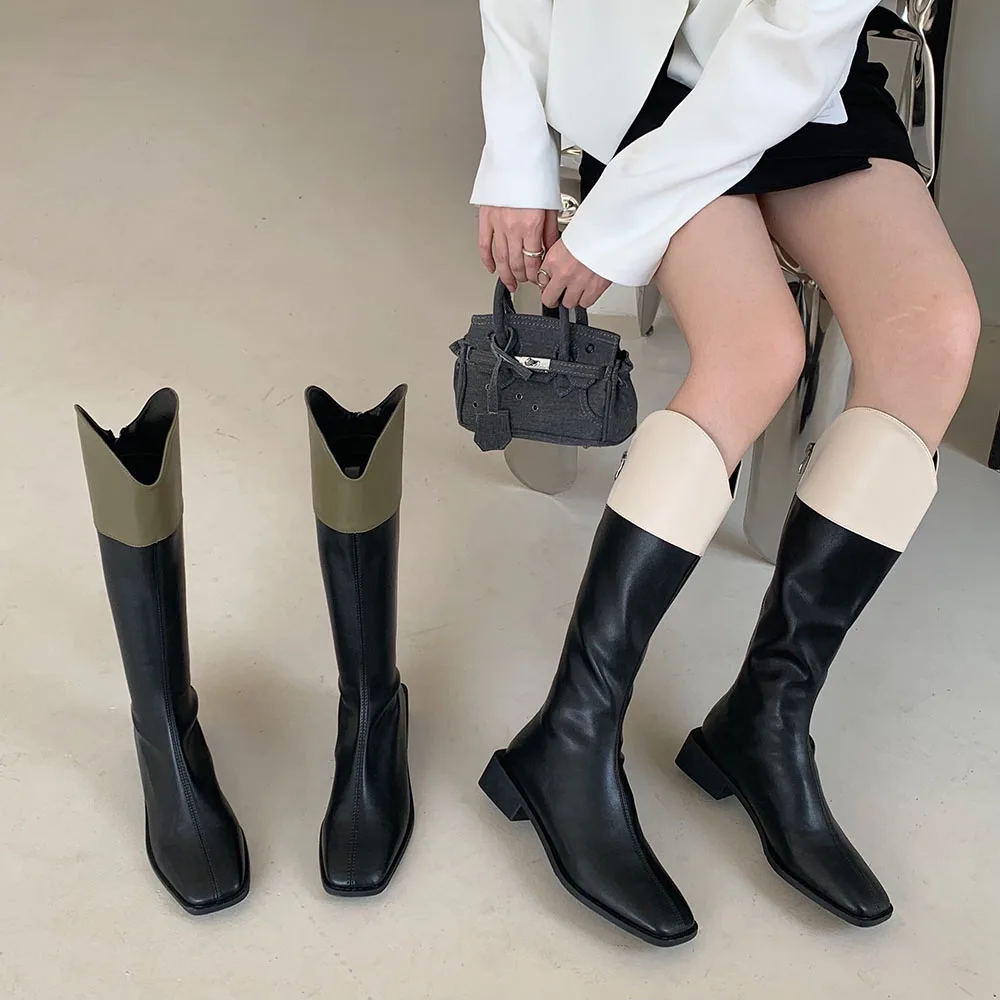 

Женские сапоги на низком каблуке, черные/зеленые/бежевые сапоги-чулки, на молнии