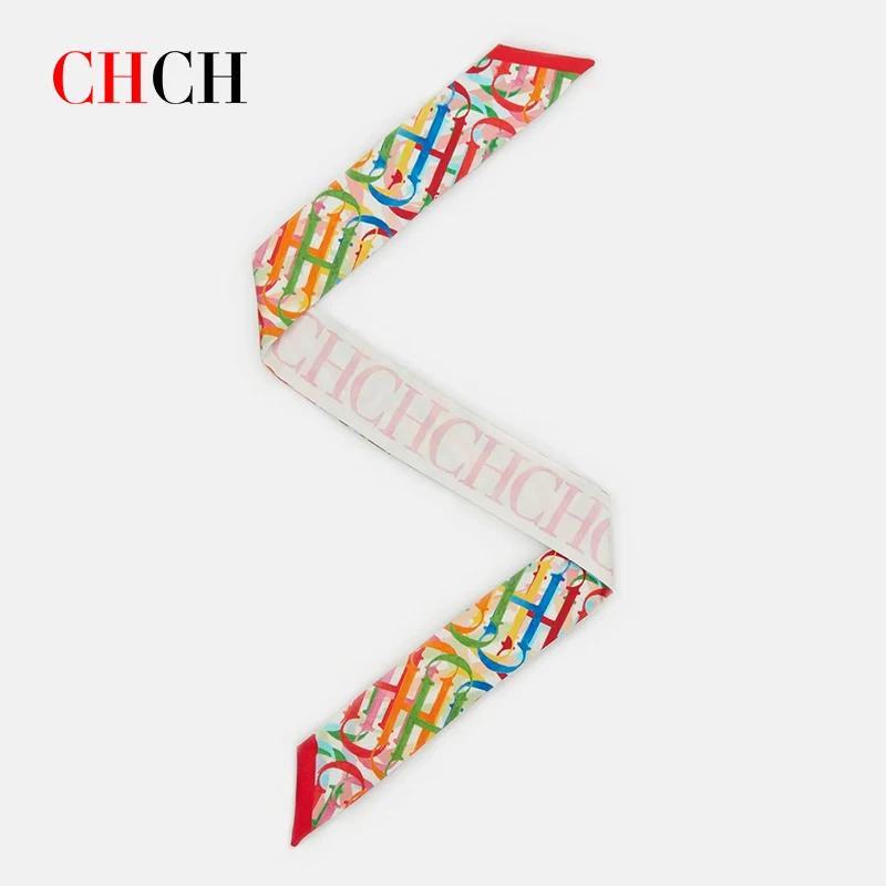 

CHCH 2023 роскошный Шелковый тонкий шарф 2023 Модный женский шарф с ручкой и лентой для волос
