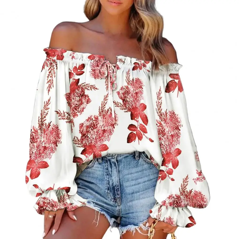 

Sexy Women Shirt Lightweight Shrink Resistant Pullover Shirt Simple Tie-dye Pattern Shirt Top