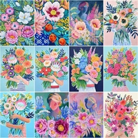 ruopoty frame picture painting by numbers kits flowers canvas by numbers acrylic paint with numbers for diy gift 60x75cm