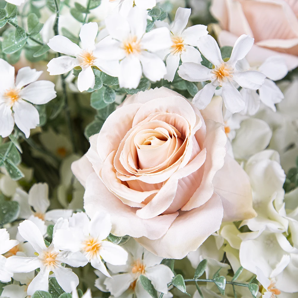 Центральные части свадебного стола искусственный белый цветок Роза шампанского