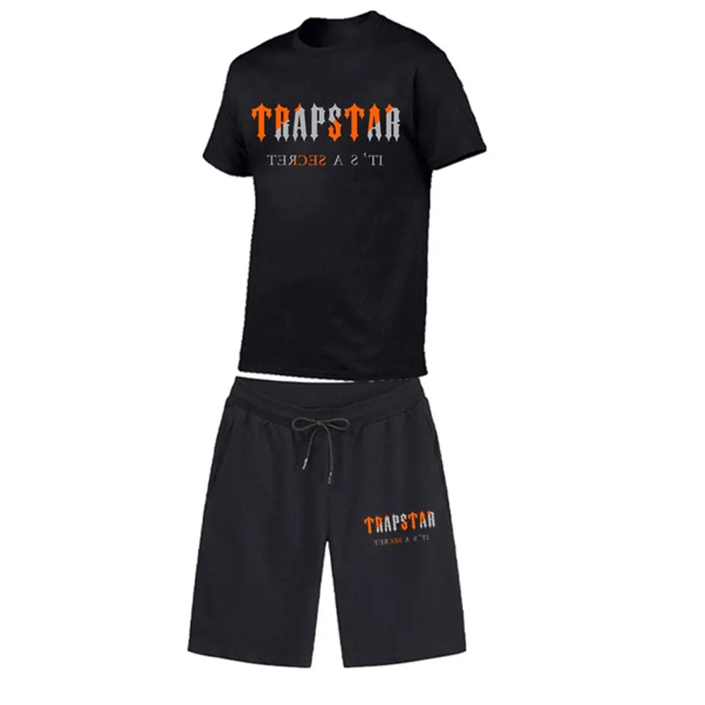 

TRAPSTARS Men's Sets Tracksuits Cotton Short Sleeve T-Shirts+Shorts Sweatpants Streetwear Jogging Homme 2 Pieces Set 2023 Summer