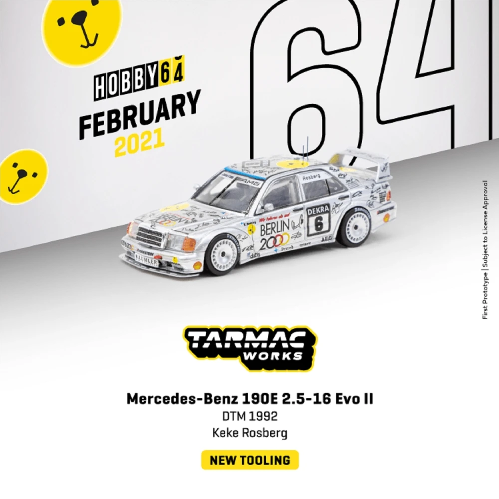 

Tarmac 1:64 гоночная Модель 1992 берлиновый медведь DTM 190E EVO II 2 для BENZ