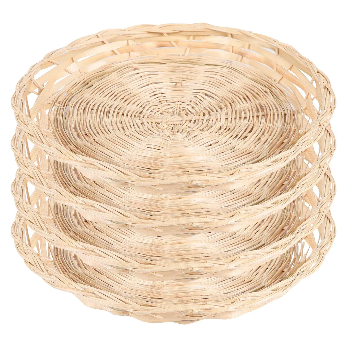 

4 Pcs Bamboo Paper Plate Holder - 10 Inch Round Woven Plate Holder, Reusable Paper Plate Holders for Picnic Party