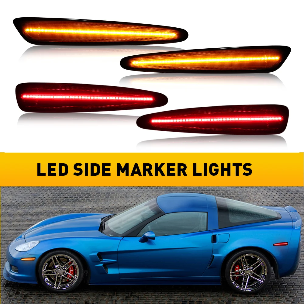 4 шт./комплект для Chevy Corvette C6 2005 2006 2007 2008 2009 2010 2011 2012 2013, цвет Копченый, передний, задний, желтовато-красный 4 шт./комплект для Chevy Corvette C6 2005 2006 2007 2008 2009 2010 2011 2012 2013, цвет Копченый, передний, задний, желтовато-красный