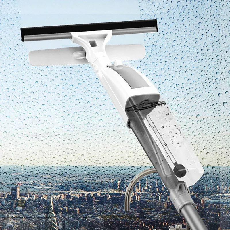 

High Quality Aluminum Long Handle Glass Cleaning Brush With Water Spray System Window Cleaner Double-Sided Wiper