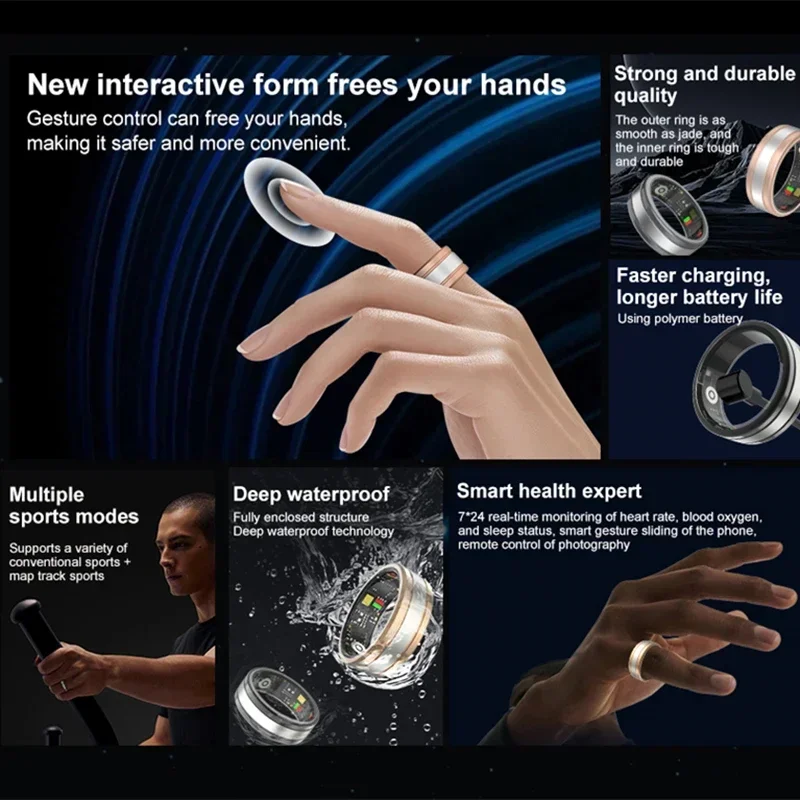 Новое умное кольцо 5ATM водонепроницаемое с управлением жестами несколько