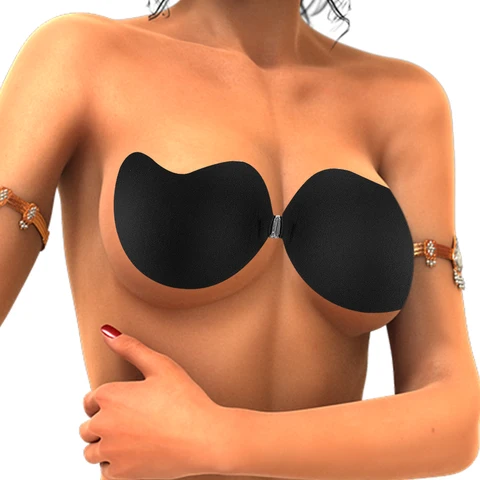 Women Push Up Bra Adhesive Pasty Strapless Bras Reusable Nipple Cover Sticker Patch Wedding Dress Lingerie Silicone Bra Padding