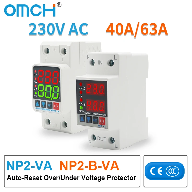 

OMCH DIN-рейка, двойной дисплей, регулируемый, 40/63A, 230В