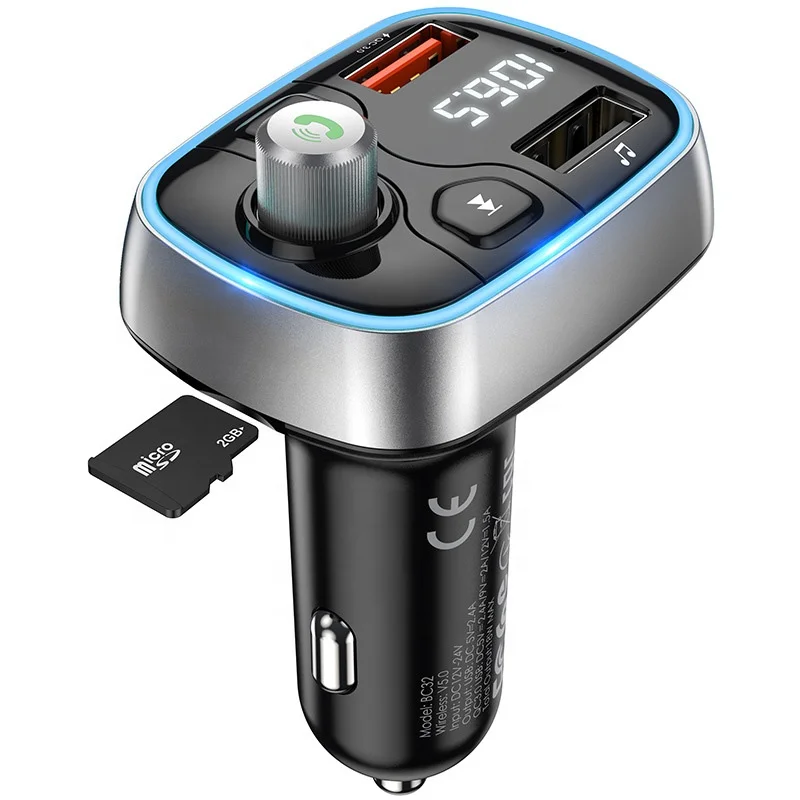 

Car FM Transmitter Audio Receiver Bluetooths Adapter BT 5.0 Dual USB QC3.0 Fast Charger Car MP3 Player