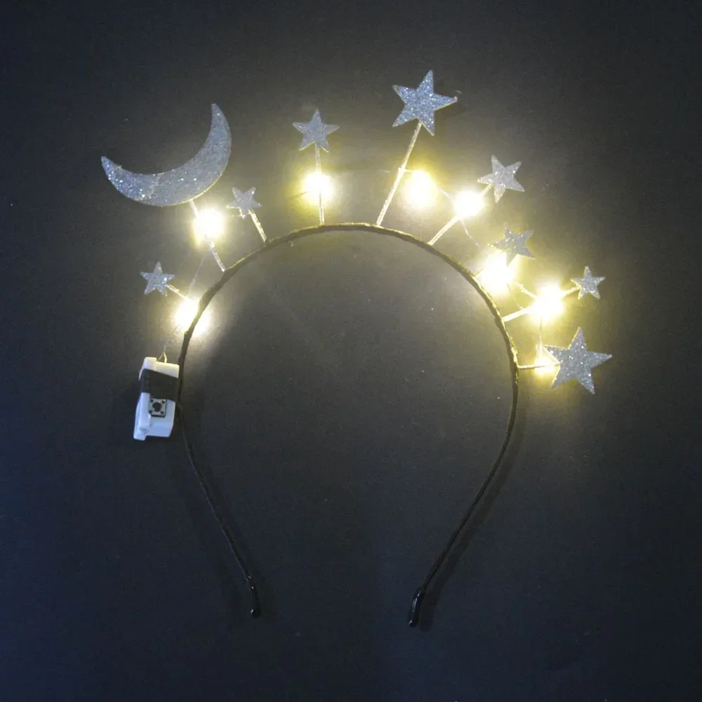 Светодиодная подсветка мигающая серебряная звезда луна повязка на голову