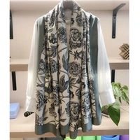 national style peony beautiful satin elegant scarf female spring and autumn travel air conditioned room large shawl