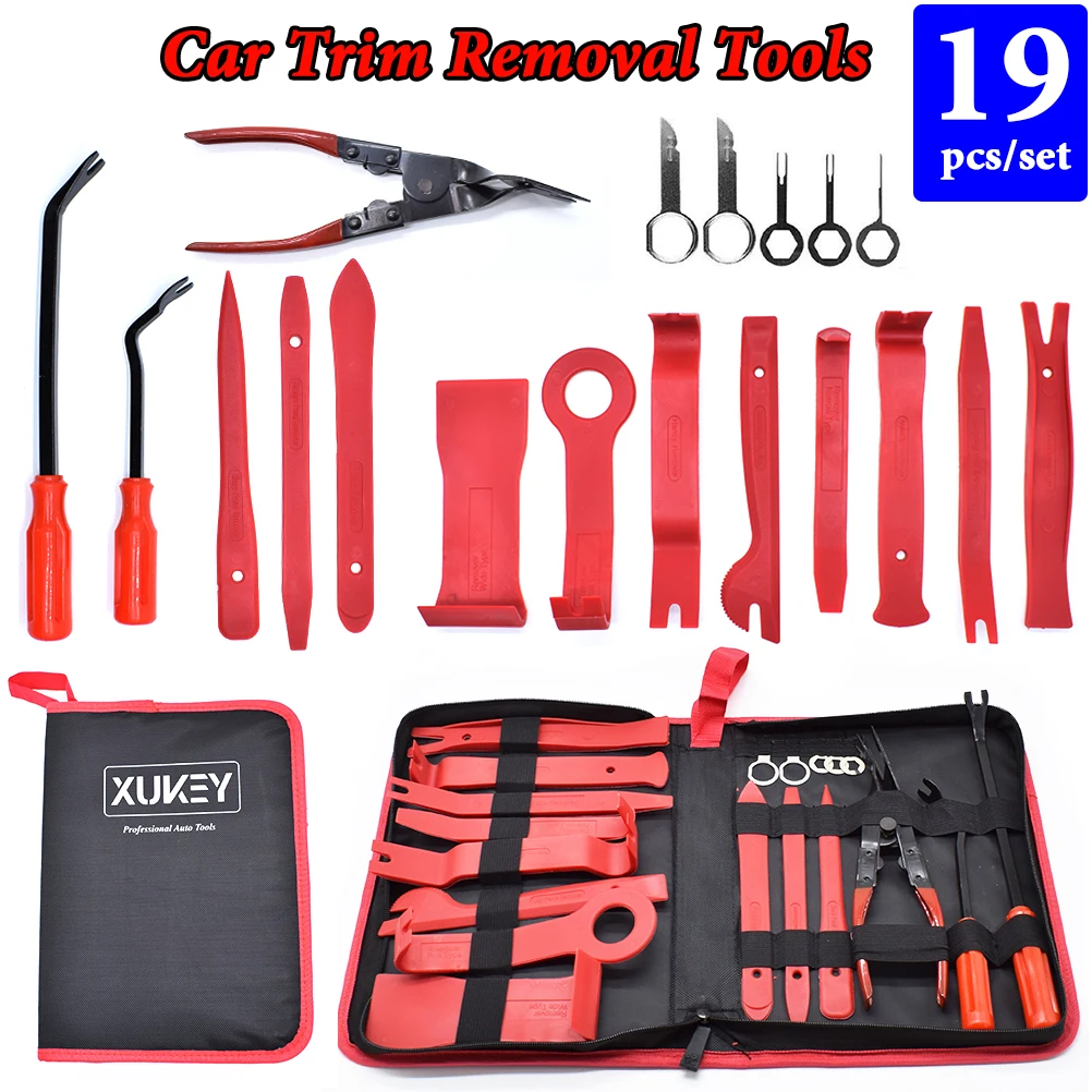 

19Pcs Car Interior Decor Door Panel Removal Trim Tools Handle Remover Fastener Clip Disassemble Refit Installer Kit Universal
