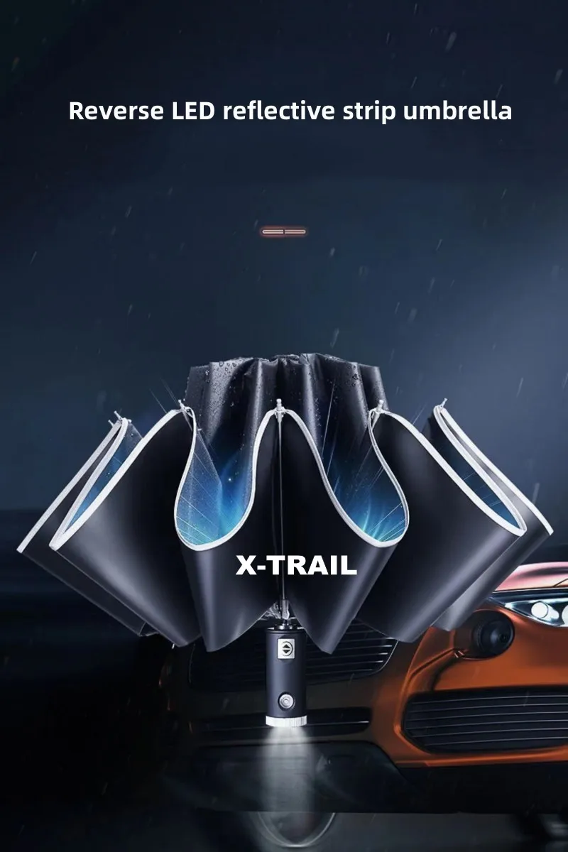 

New Automatic Reverse LED Lighting Reflective Strip Ten Bone Car Umbrella For Nissan Xtrail X Trail T30 T31 T32 Car Accessory