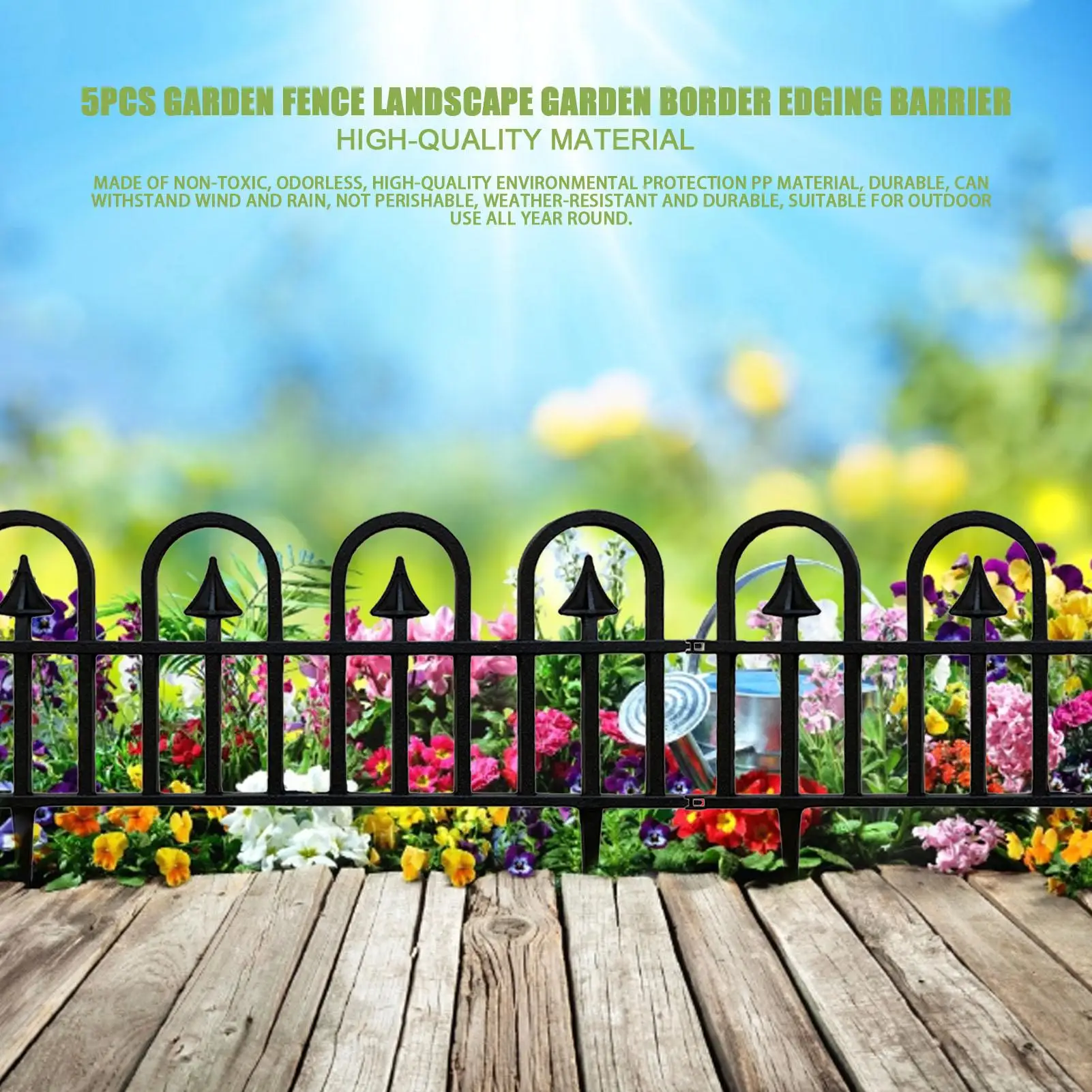 

Garden Edging Decorative Border | 5pcs Decorative Recycled Garden Fencing Panels | Flexible No-Dig S