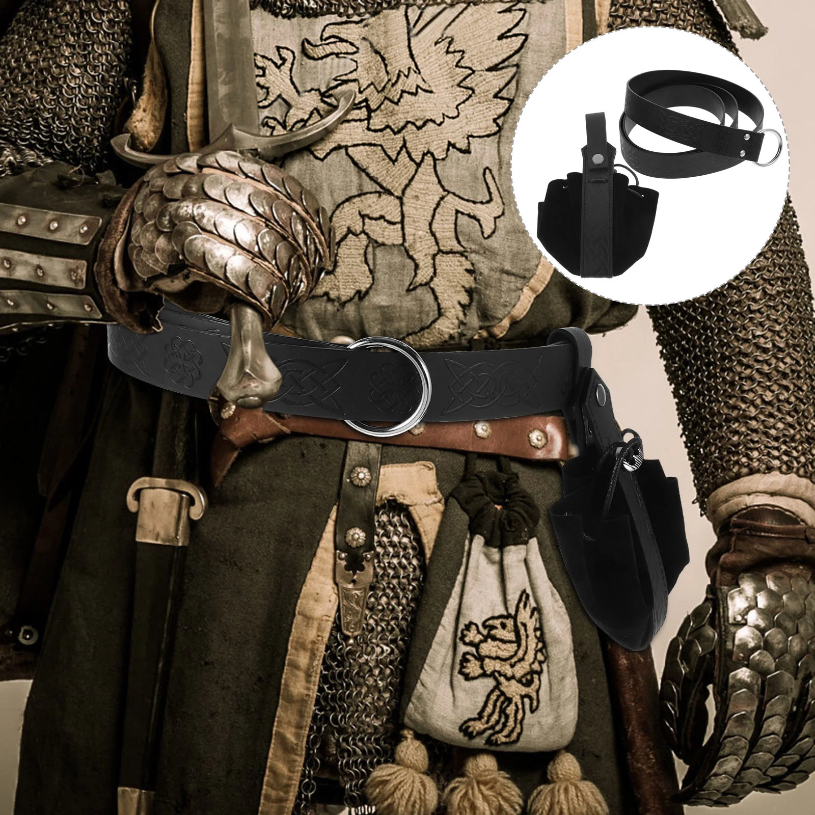 

Belt Retro Waist Bag Men's PU Viking Outfits Medieval Cosplay Supply Renaissance