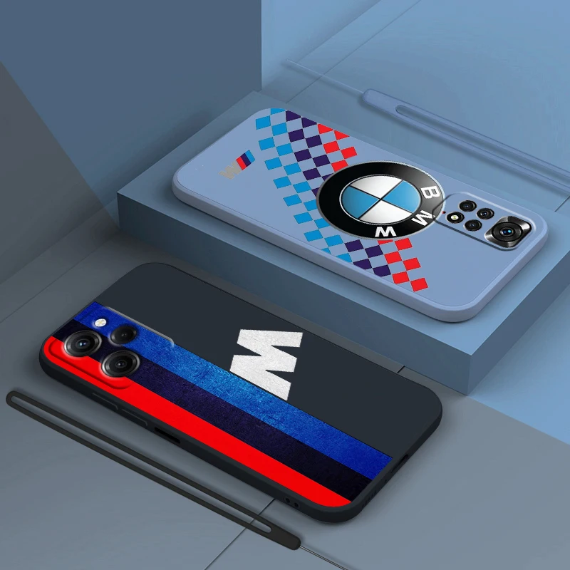 

Car Bmw Luxury For Xiaomi Redmi Note 12 11 11T 10 10S 9 9S 9T 8 8T 7 Pro Plus Speed Liquid Rope Soft Phone Case Coque Capa Cover