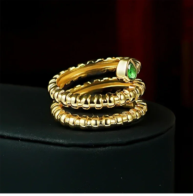 XUYUANFEN Серебряное нефритовое кольцо в стиле ретро со змеей 925 комплект с легкими и