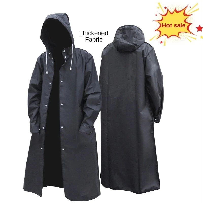 

Long Raincoat Adult Unisex Black Fashion Eva Material Long Hooded Outdoor Travel Mountaineering Fishing Thickening Raincoat