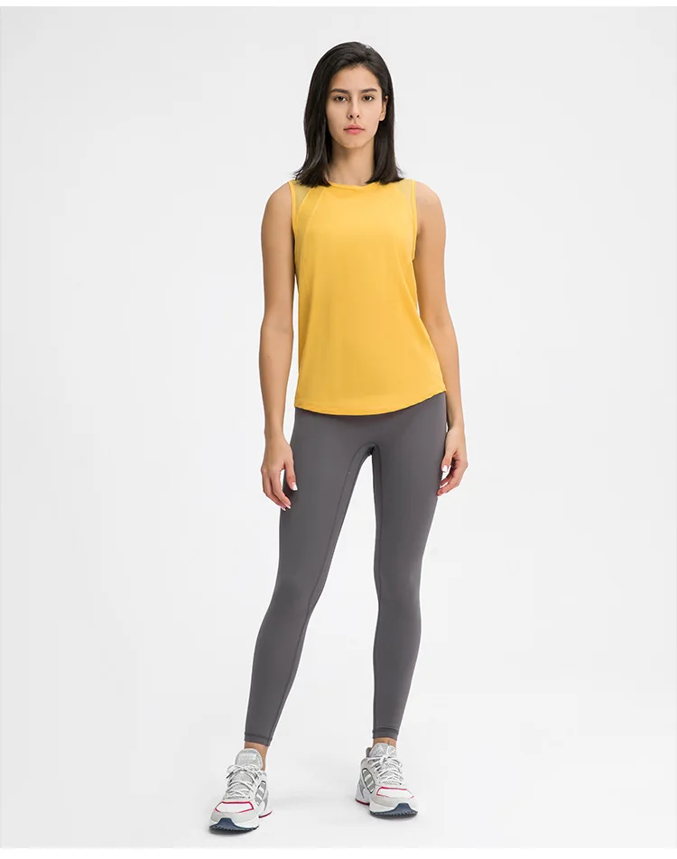 LuLuWomens Clothing Tank Tops Yoga Sports Top Gym Sportswear Outdoor Jogging Hollow Back Breathable Vest Fitness Shirt Blouses