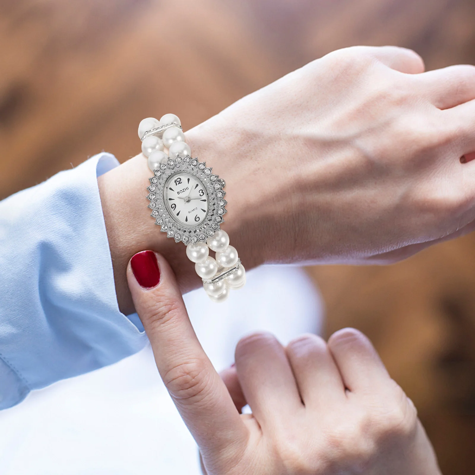 Часы Жемчужный браслет Дизайн Девушка Бизнес Персонализированные Женщины