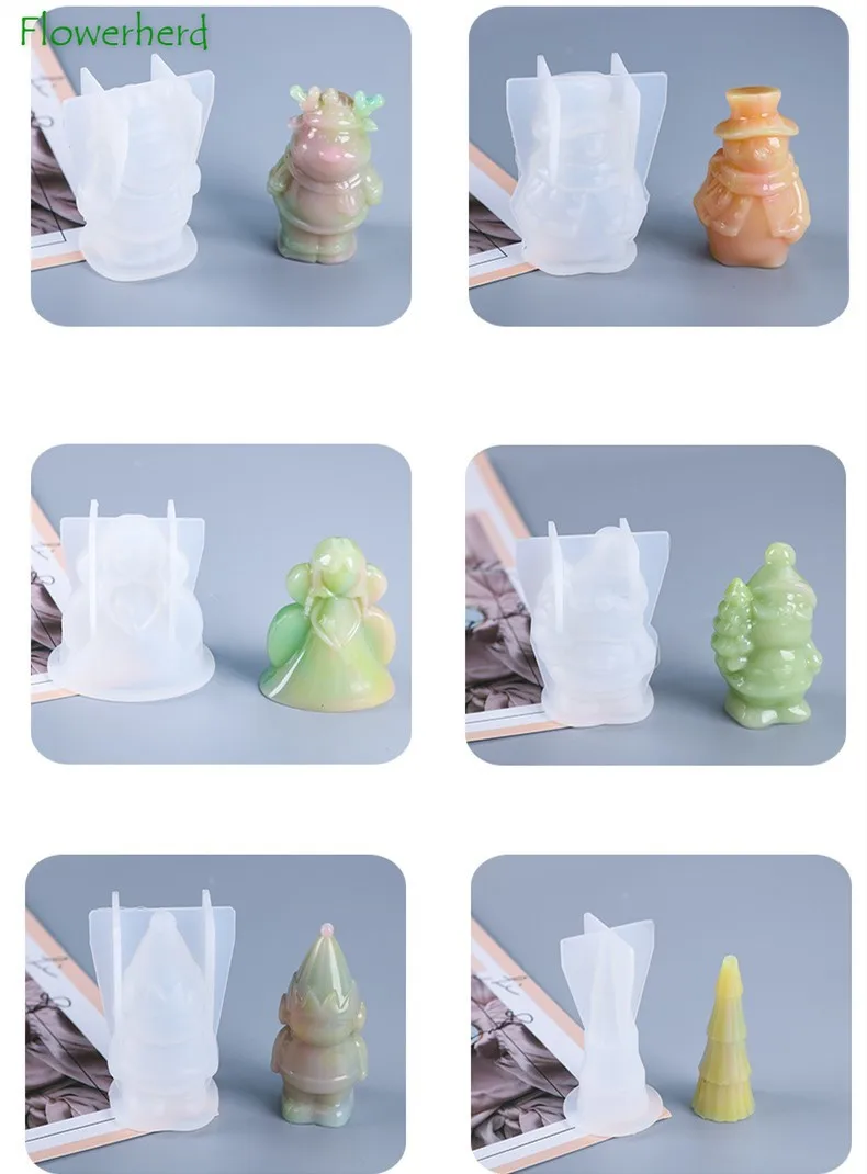 3D Christmas Doll Candle Silicone Mould Deer Tree Santa Claus Snowman Mold DIY Epoxy Resin Making Supplies |