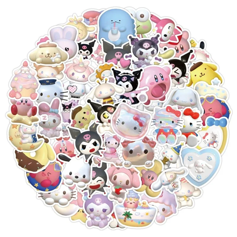 

60 Anime kawaii cartoon cute Sanrio stickers Kuromi Melody 3D stickers suitcase notebook phone case water cup stickers