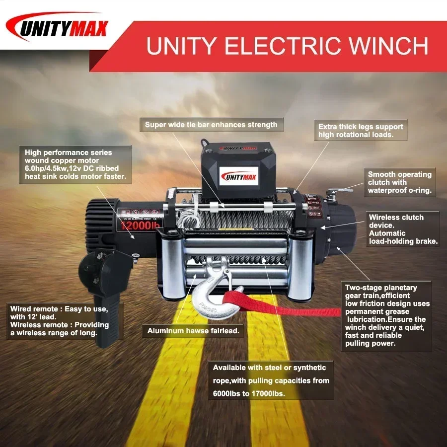 OEM 12000lbs электрическая лебедка 4x4 внедорожные аксессуары Беспроводная