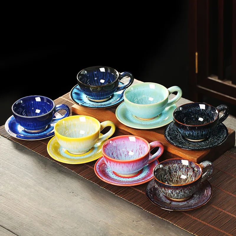 

Cross-Border Supply Ceramic Fambe European Light Luxury Coffee Set Set Brushed Glaze Retro Tea Cup Gift Wholesale