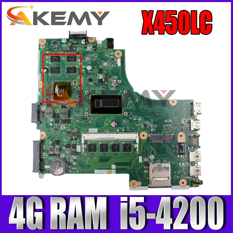 

Материнская плата для ноутбука X450LC MAIN_BD._ 4G RAM /i5-4200CPU/AS GT720M/2G Материнская плата ASUS X450L X450LD X450LC A450L X450LB, протестирована
