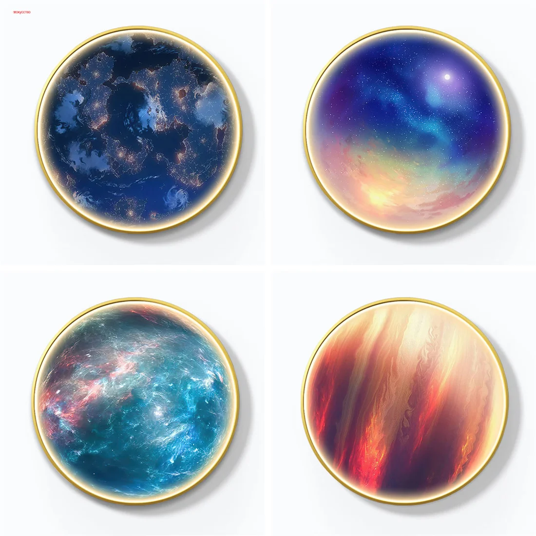 

Nordic 50Cm Round Mural Remote Led Wall Lamp Moon Planet Colorful Sconce For Living Room Office Study Loft Corridor Night Light