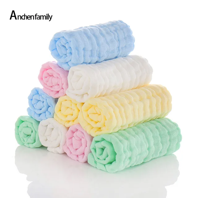 5pcs/Lot Baby Towels Muslin 6 Layers Cotton Soft Baby Face Towel Handkerchief Bathing Feeding Face Washcloth Wipe Burp Cloths 3