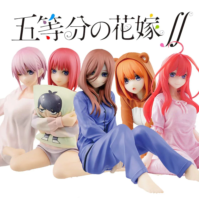 

TR 10CM Nakano Miku Hot Anime The Quintessential Quintuplets Figure Sexy Pajamas Sitting Nino Cute Model Static Toy Collection