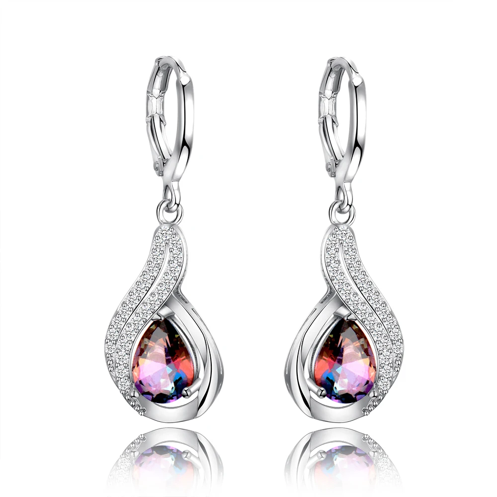 

Luxury Jewelry Earrings Women's Water Drop Silver Earrings With AAAA Zircon New Fashion Jewelry Girl Daily Life Accessories