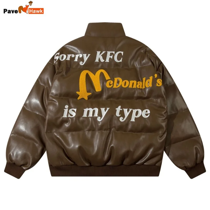 

Парка зимняя из искусственной кожи с воротником-стойкой, Y2k