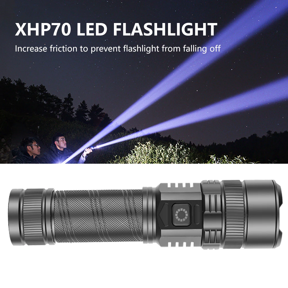 

LED Flashlight Type-C USB Rechargeable 5 Modes Camping Light IPX4 Waterproof Outdoor Lighting for Hiking Fishing Emergency