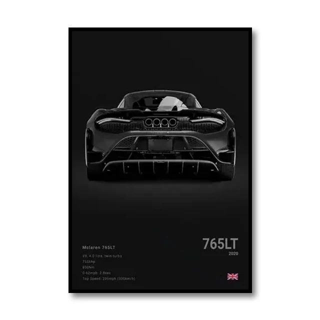 

Знаменитые автомобили STO 765LT DLS Холст Настенный художественный принт Плакат C63 G87 M2 8R Декоративная роспись Современный домашний декор Подарок на день рождения без рамы