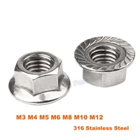 hex flange nuts m3 m4 m5 m6 m8 m10 m12 din6923 316 stainless steel pinking automatic locking lock hexagon flange nut serrated