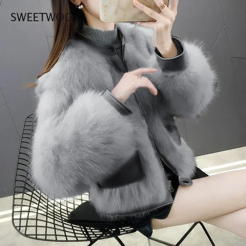 Winter Women's Thickened Warm Furry Coat Eco Faux Fur Top Fabric Coats China Vest Bear Jacket Ponchos and Capes Tunic Outerwear
