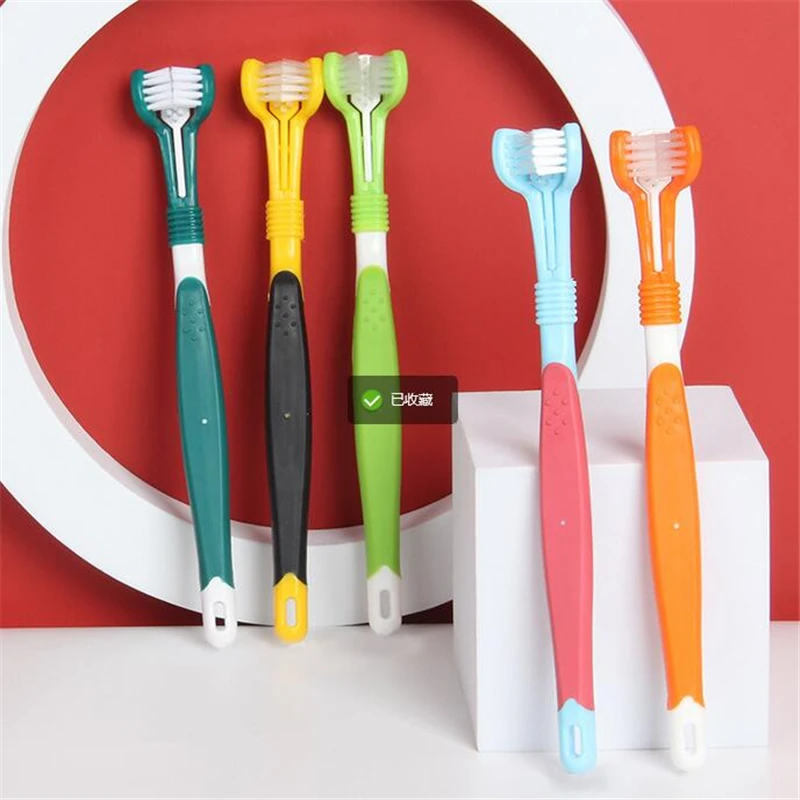 

Hot Selling Three Sided Pet Toothbrush Dog Brush Addition Bad Breath Tartar Teeth Care Dog Cat Cleaning Mouth
