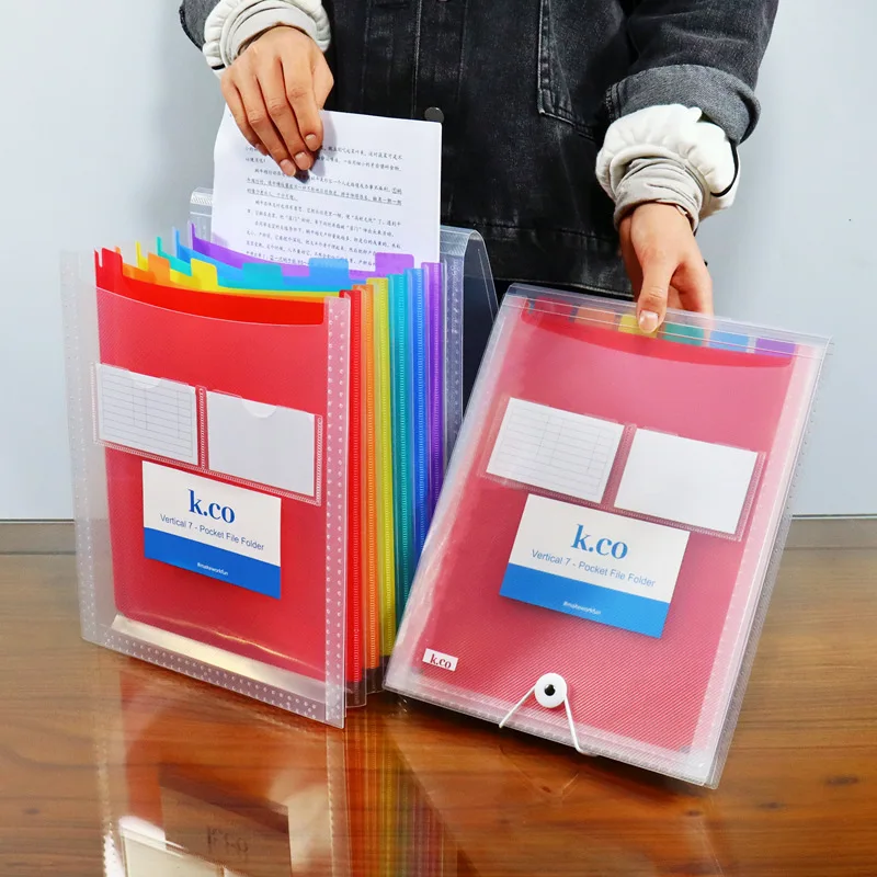 A4 Document Standing Accordions Pockets Expanding Transparent File Folder Waterproof Organizer Bag Business Office Stationery