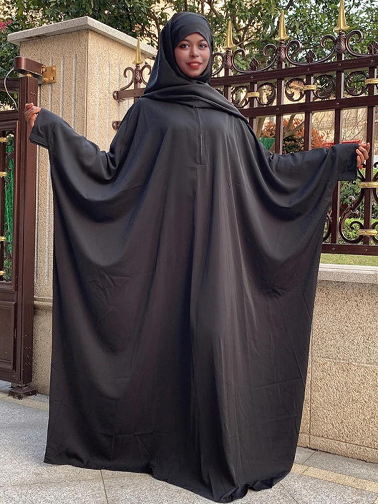 Butterfly Abaya Black Ramadan Gown Muslim Prayer Garment Jilbab for Women Islamic Outfit Dubai Abayas Khimar Long Hijab Dress