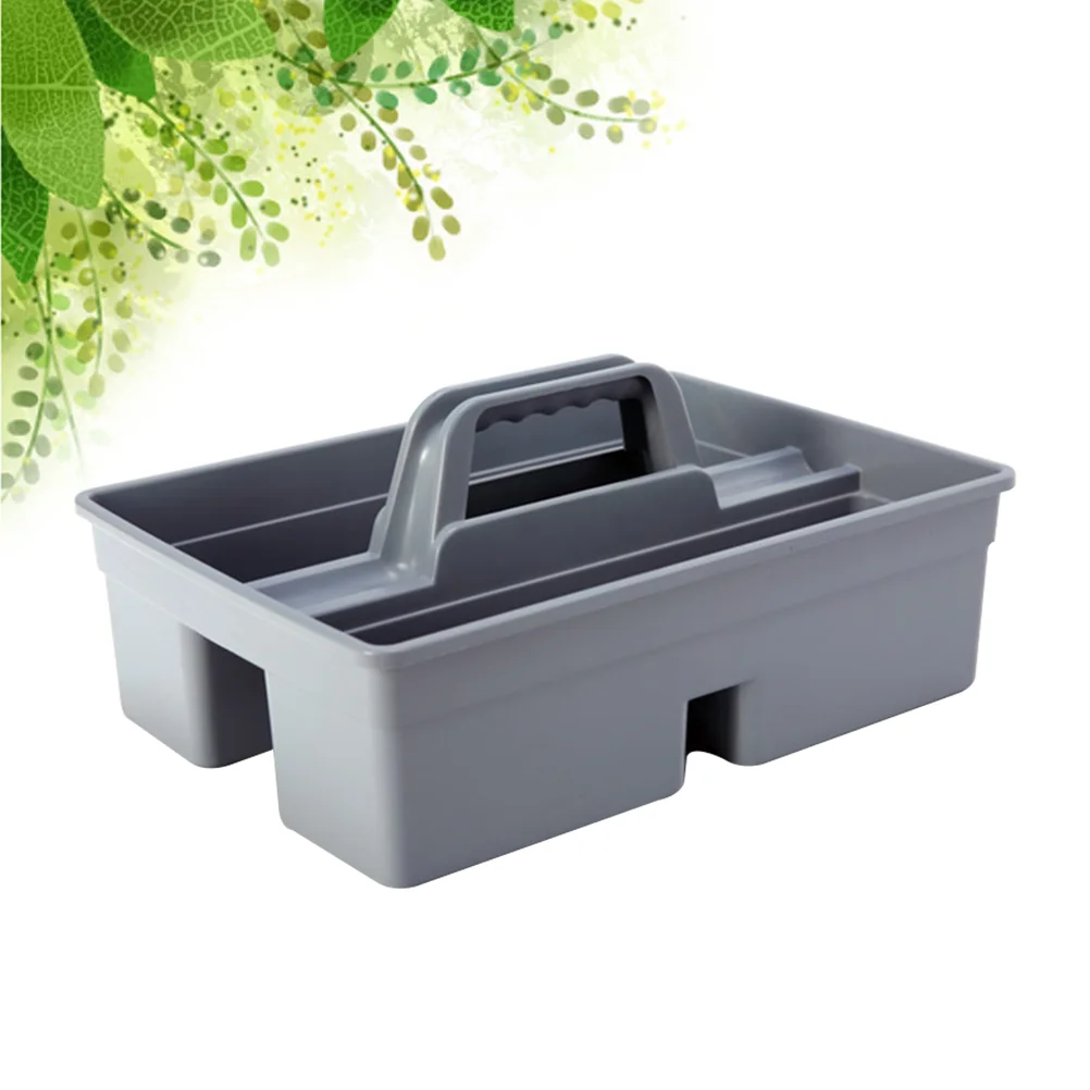 

Dual Sides Storage Box Plastic Organizer Portable Tool Basket Boxes Cleaning Tray Handle
