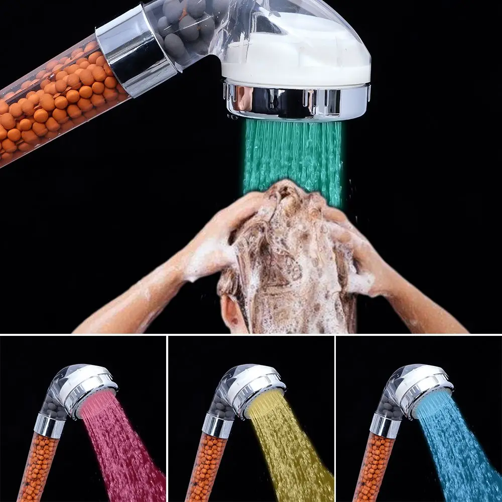 

LED Colorful Light-Emitting Shower Head High Pressure Spa Bathroom Negative Ion Water Saving with Filter